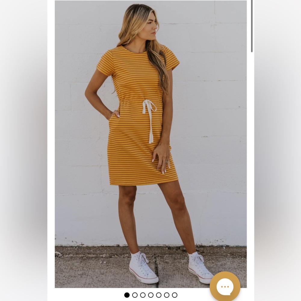 NWT Roolee Drawstring Mustard dress Size L